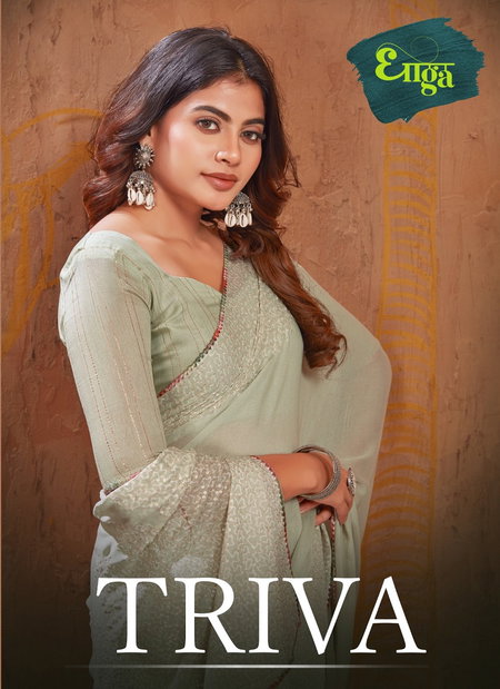 Triva By Dhaga Moss Stich Foil Daily Wear Saree Orders In India